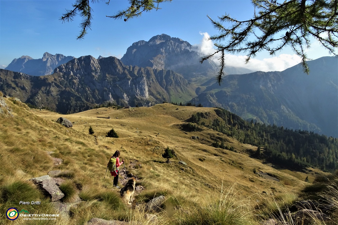 83 Scendiamo al pianoro del Monte Campo...con bella vista sul Pizzo Arera.JPG